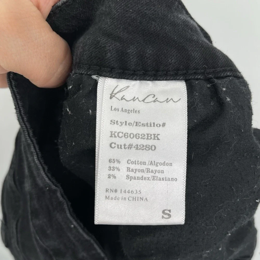 Kancan Jean Skirt Women S Black Denim Short Mini Raw Fray‎ Hem Stretch Med Wash